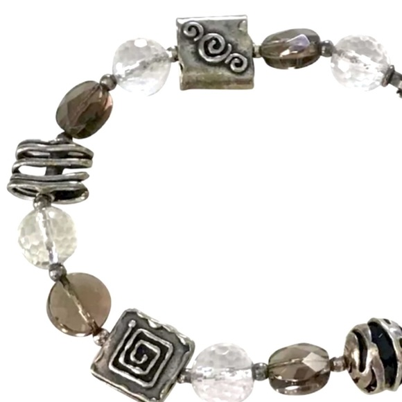 Silpada Vintage Sterling Silver Smokey Quartz Crystal Oxidized Bracelet - Picture 8 of 8